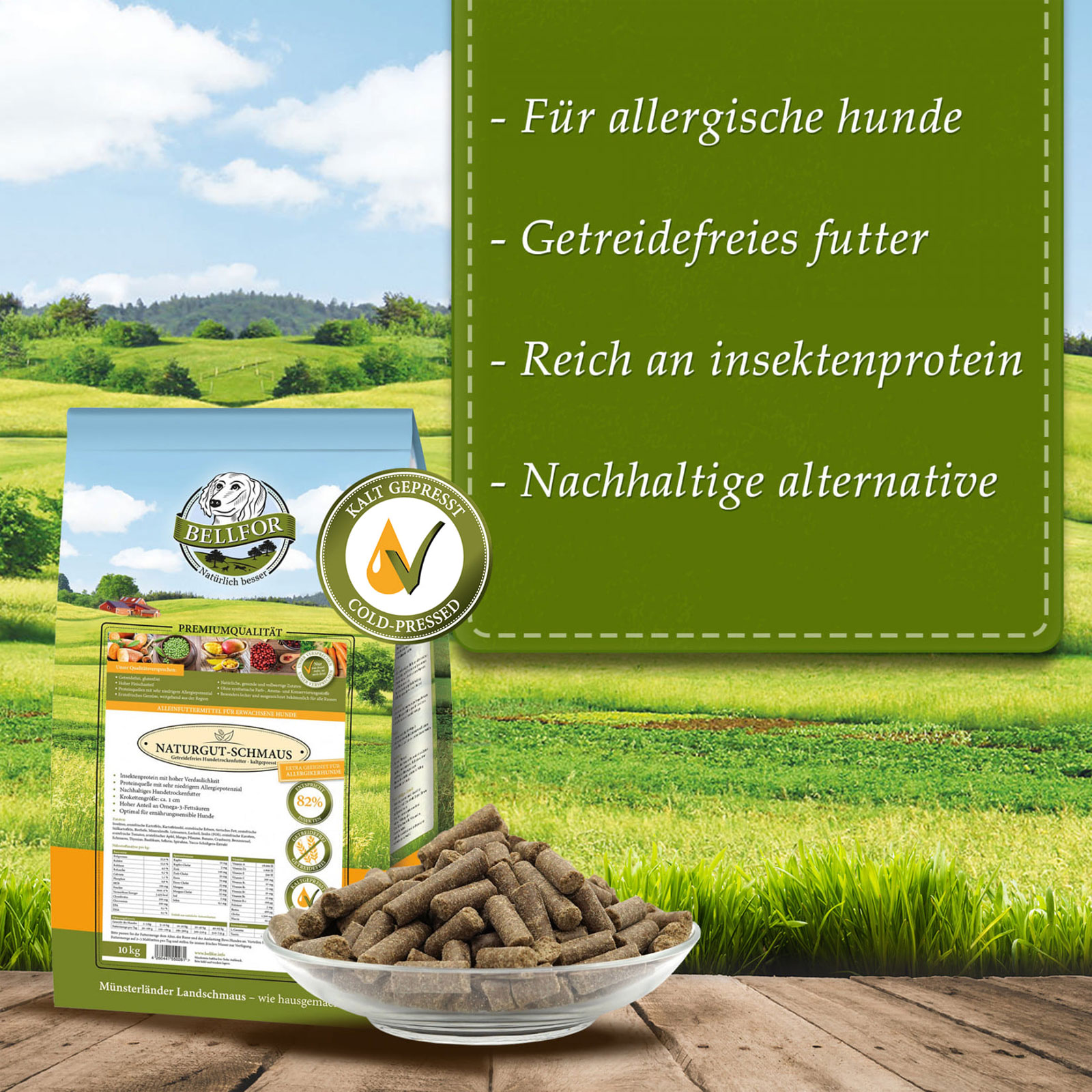 Bellfor Naturgut-Schmaus Kaltgepresst Trockenfutter fr Hunde mit Insekten  10kg | 28437 | Lauflust.de